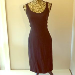 Vintage leather piped Susan Dell black dress